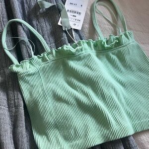 lime zara tank crop top